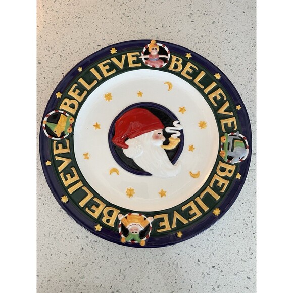 Vint Mary Engelbreit Celebrate the 15th Anniversary Believe 1999 Christmas Plate - Picture 1 of 7